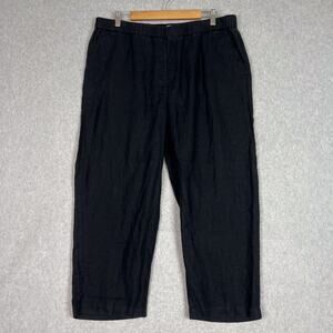 Quince Black 100% European Linen Cropped High Waisted Pants Size XL